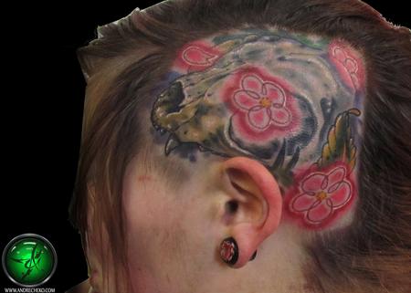 Tattoos - Cat skull head tattoo - 69426